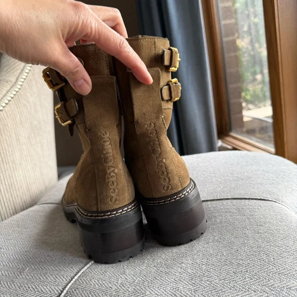 See By Chloé Mallory Suede Combat Ankle Boots